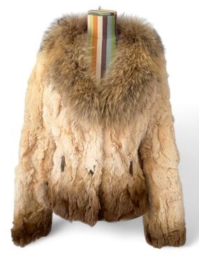 Alberto Malaki Ombré Real Rex Rabbit Fur & Real Raccoon Fur Jacket Coat